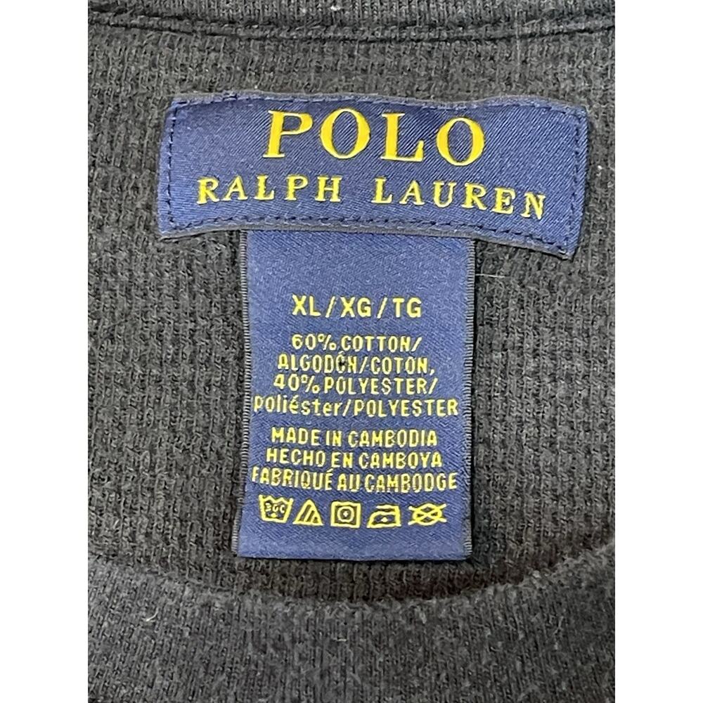 Polo Ralph Lauren Mens Sz 2XL Black Waffle Knit Long Sleeve Crew Neck T-Shirt - Picture 6 of 6